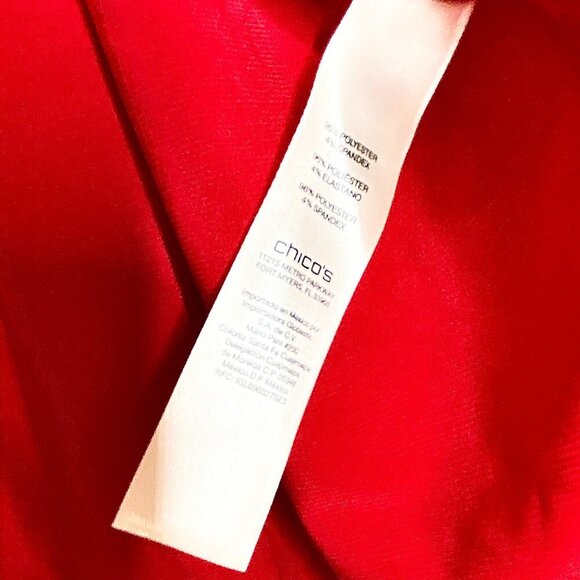 Chico's Size 3 Red Cold Shoulder Blouse Layered Flowy Tunic Top XL Evening Party - Picture 6 of 9